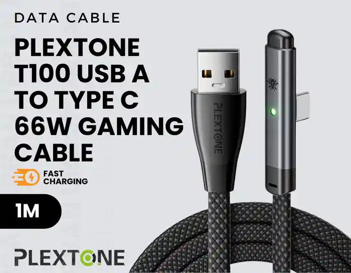Plextone C2U T100 USB To Type C Elbow Gaming Data Cable 66W 1m